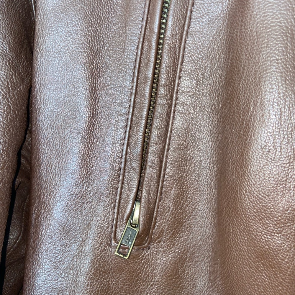Wilson Leather Lamb Leather Brown Hooded Trench Coat - Size Medium - Picture 7 of 11